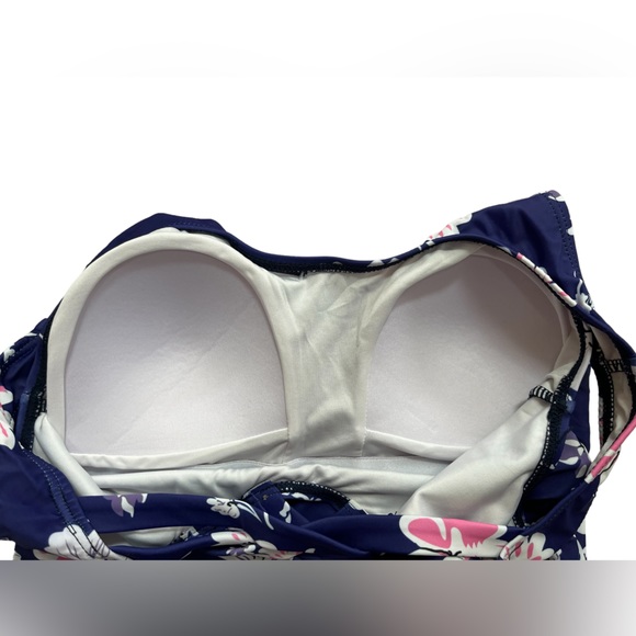 Women’s One Piece Swimsuit, Navy Color with Flower Print, Size S (2-4) - Picture 5 of 5